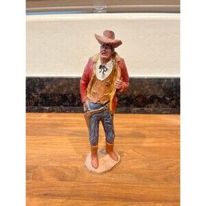 VINTAGE WOOD cowboy GUN FIGURINE